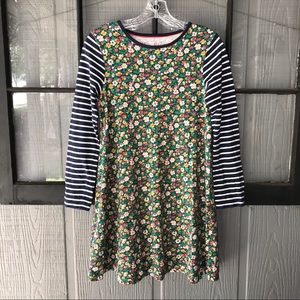 Mini Boden dress, floral body & striped sleeves